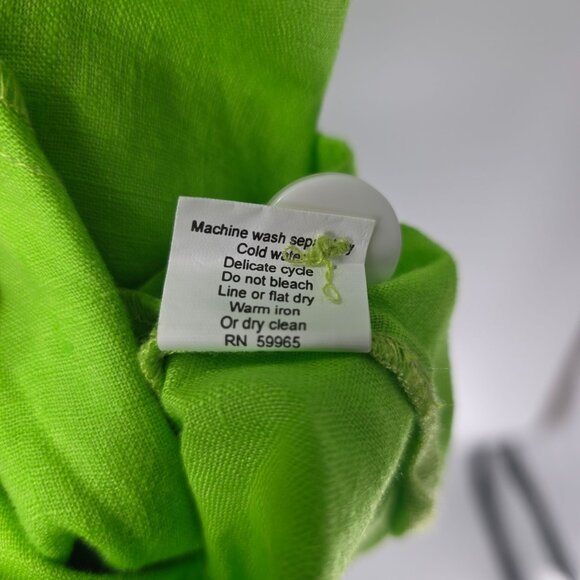 Hiho Sophia Dress Lime Green Linen Shirt Dress S - Picture 6 of 10